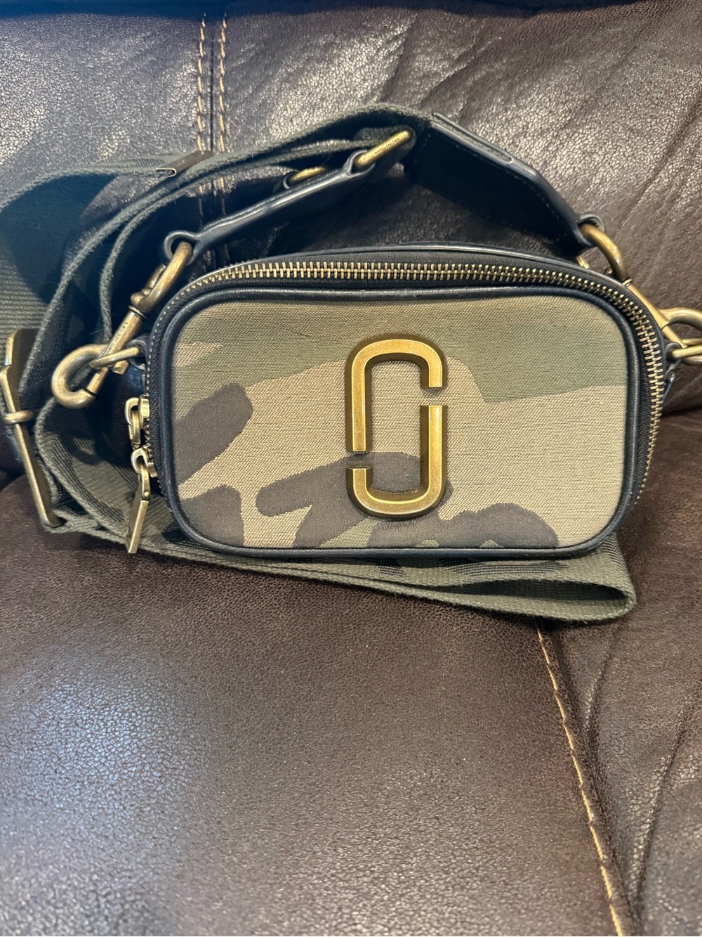 Marc Jacobs Camouflage Mini Crossbody with Gold Double J